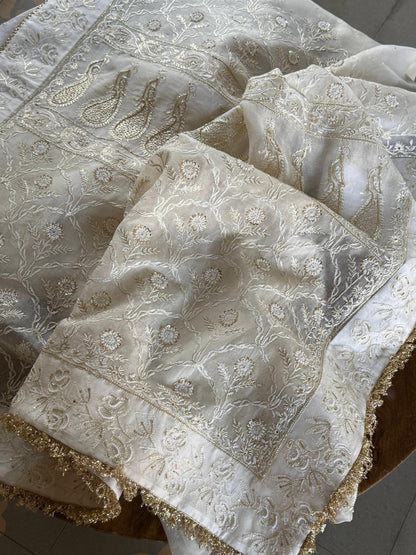 Noor Organza White Butterfly Chikankari Saree