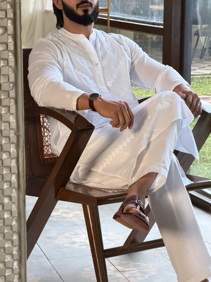 Daraz Chikankari Muslin Cotton Men's Kurta