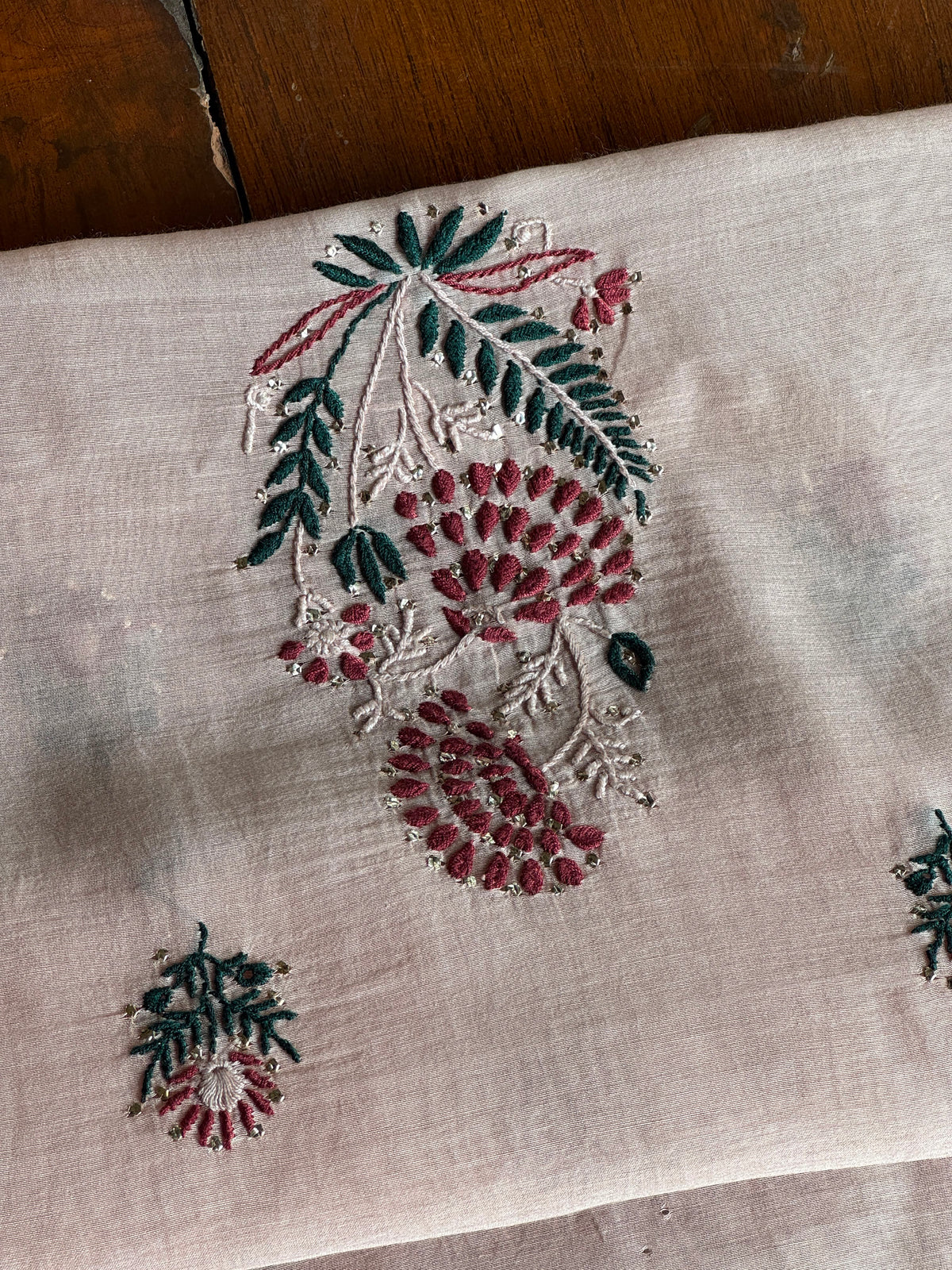 Beige Multi Mul Chanderi Silk Kalamkari Unstitched Kurta Dupatta Set