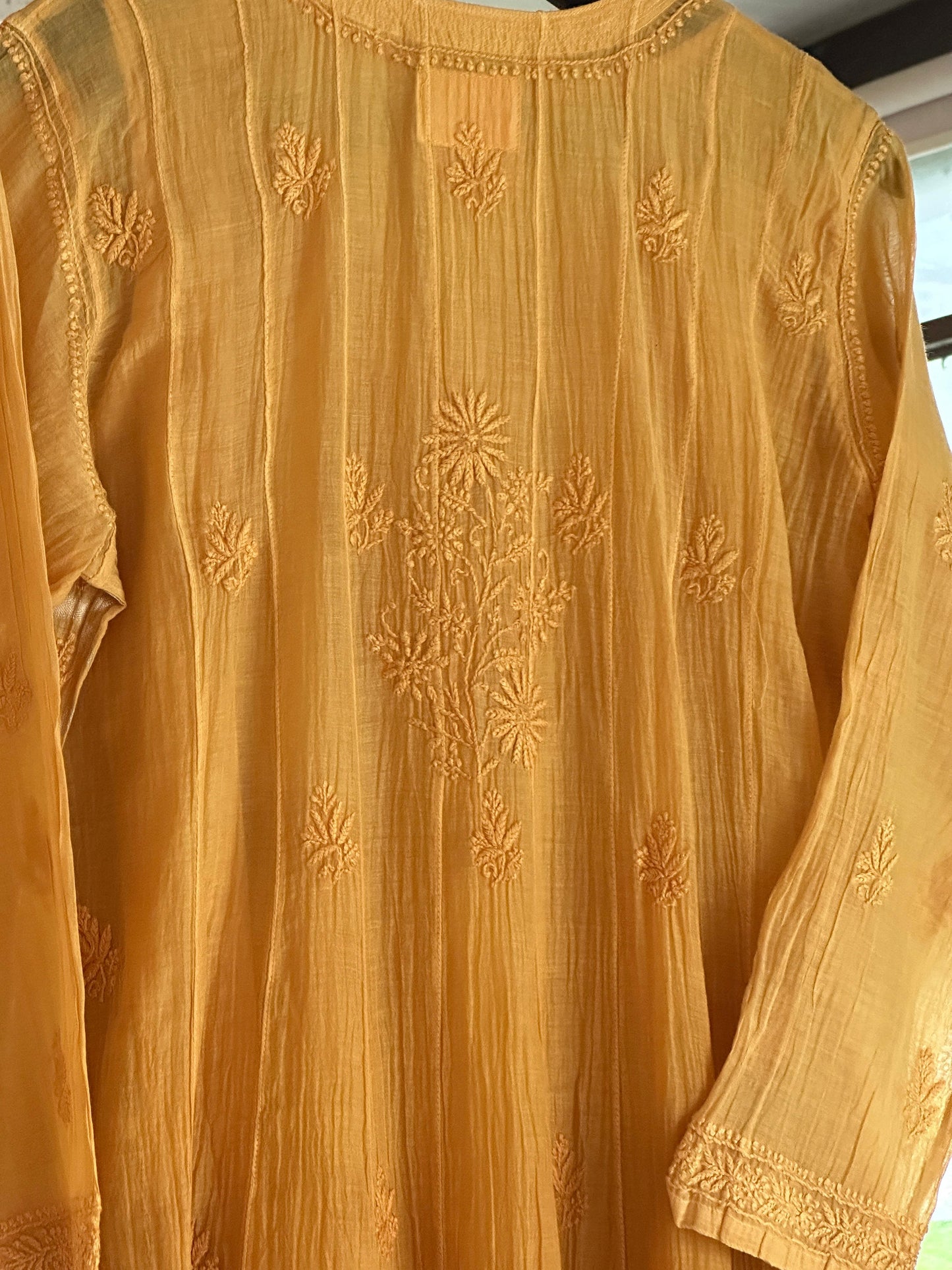 Yellow Shade Zari Chanderi Chikankari Ready to Wear Tunics