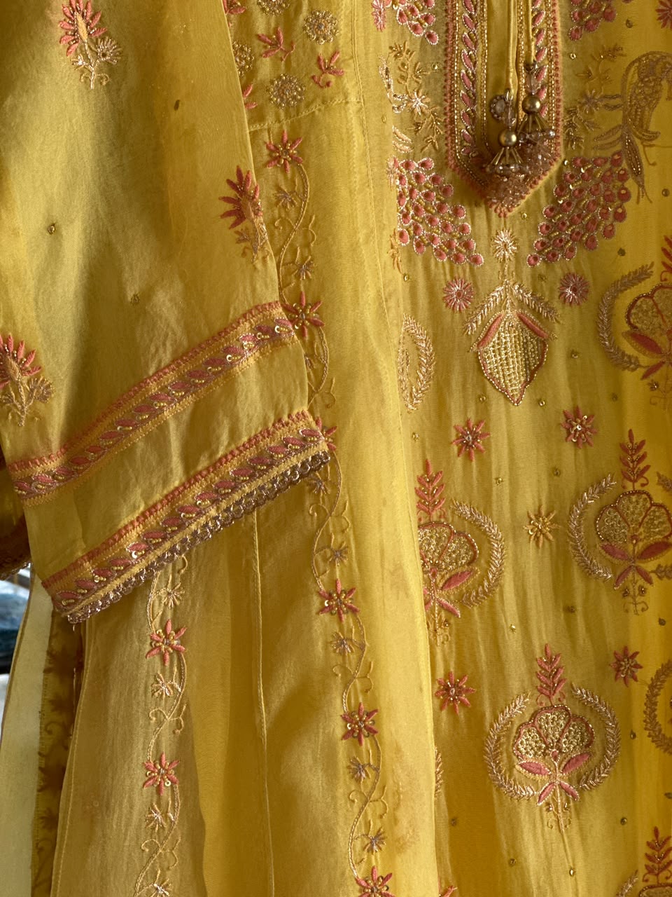 Saffron Mango Shade Noor Organza Chikankari Anarkali