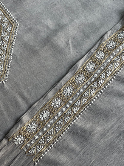 Grey Malkha Handspun Khadi Kurtas Unisex Fabric
