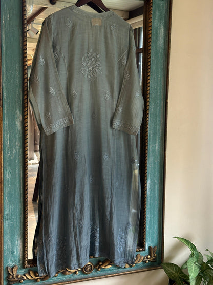 Blue Shade Zari Chanderi Chikankari Ready to Wear Tunics