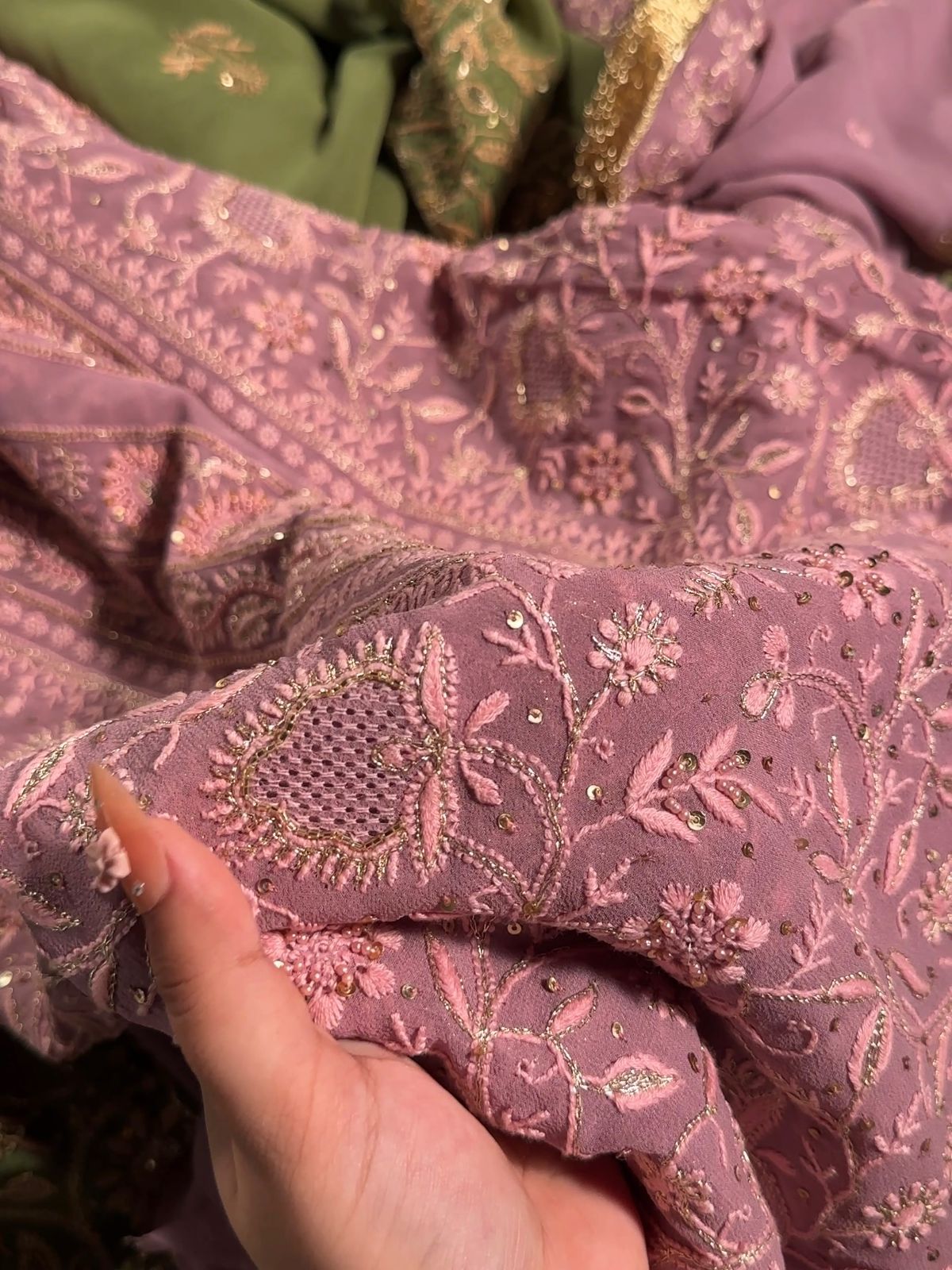 Lilac Superfine Pure Georgette Chikankari Kurta Set