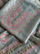 Smokey Grey Shade Tissue Kota Chikankari Unstitched Fabric