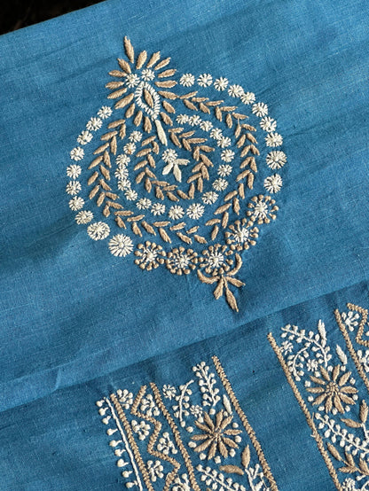 Denim Blue Malkha Handspun Khadi Kurtas Unisex Fabric