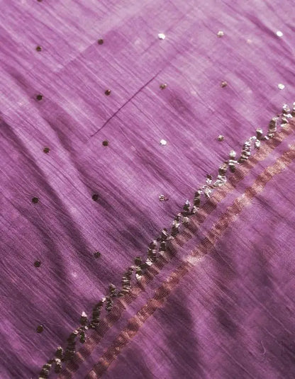 Mauve Shade Chanderi Silk Mukaish Badla Unstitched Fabrics