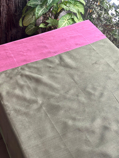 Hot Pink Woven Butta Saree with Contrast Grey Border