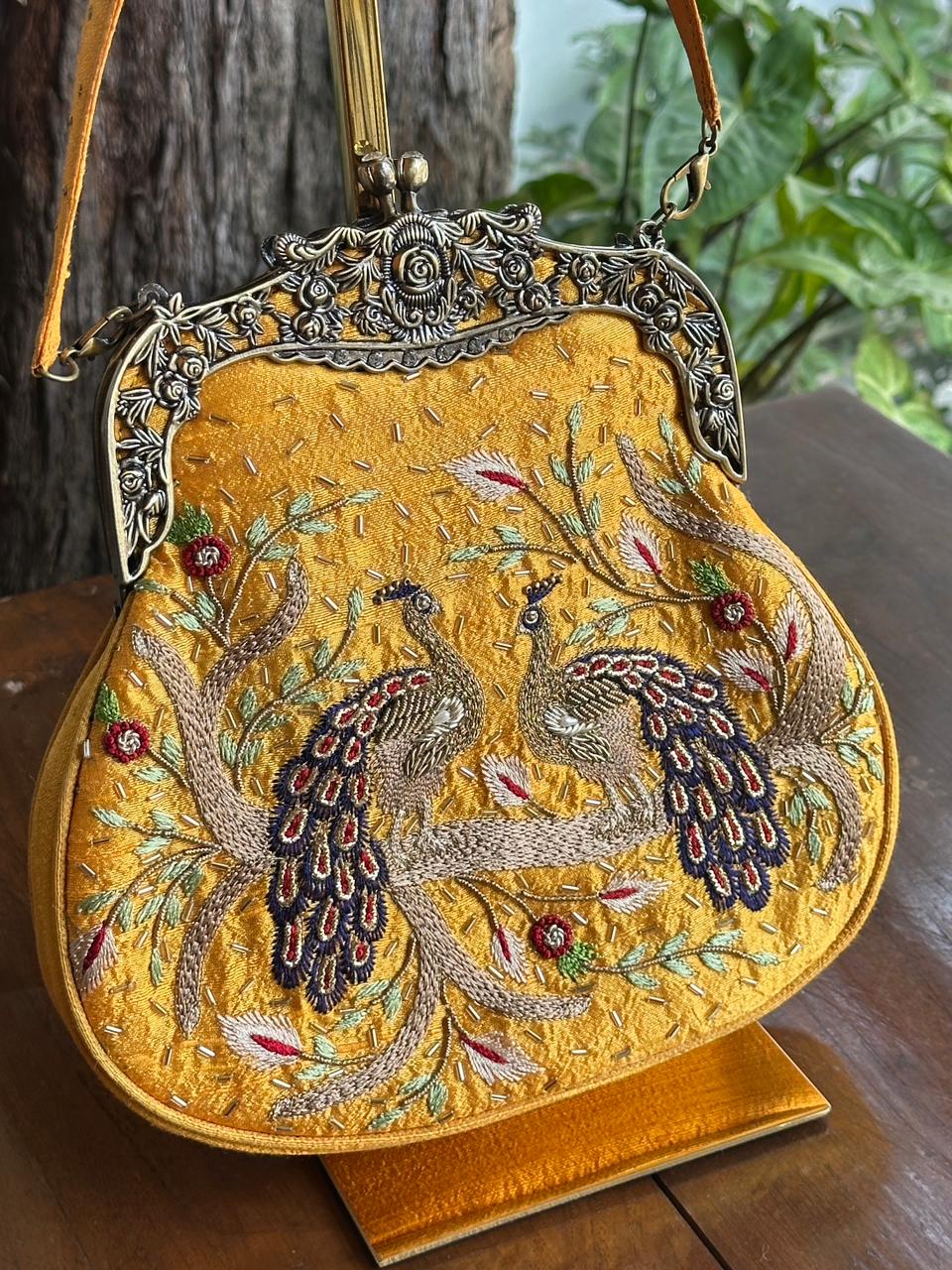 Mango Yellow | Vintage Ari Mukaish Sling Bags