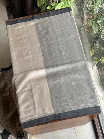 Grey Woven Butta Saree with Contrast Black Border