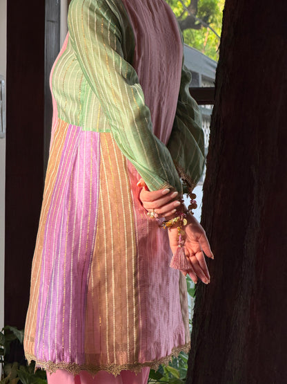 Multi Shade Kalidar Handloom Chikankari Farshi Sets