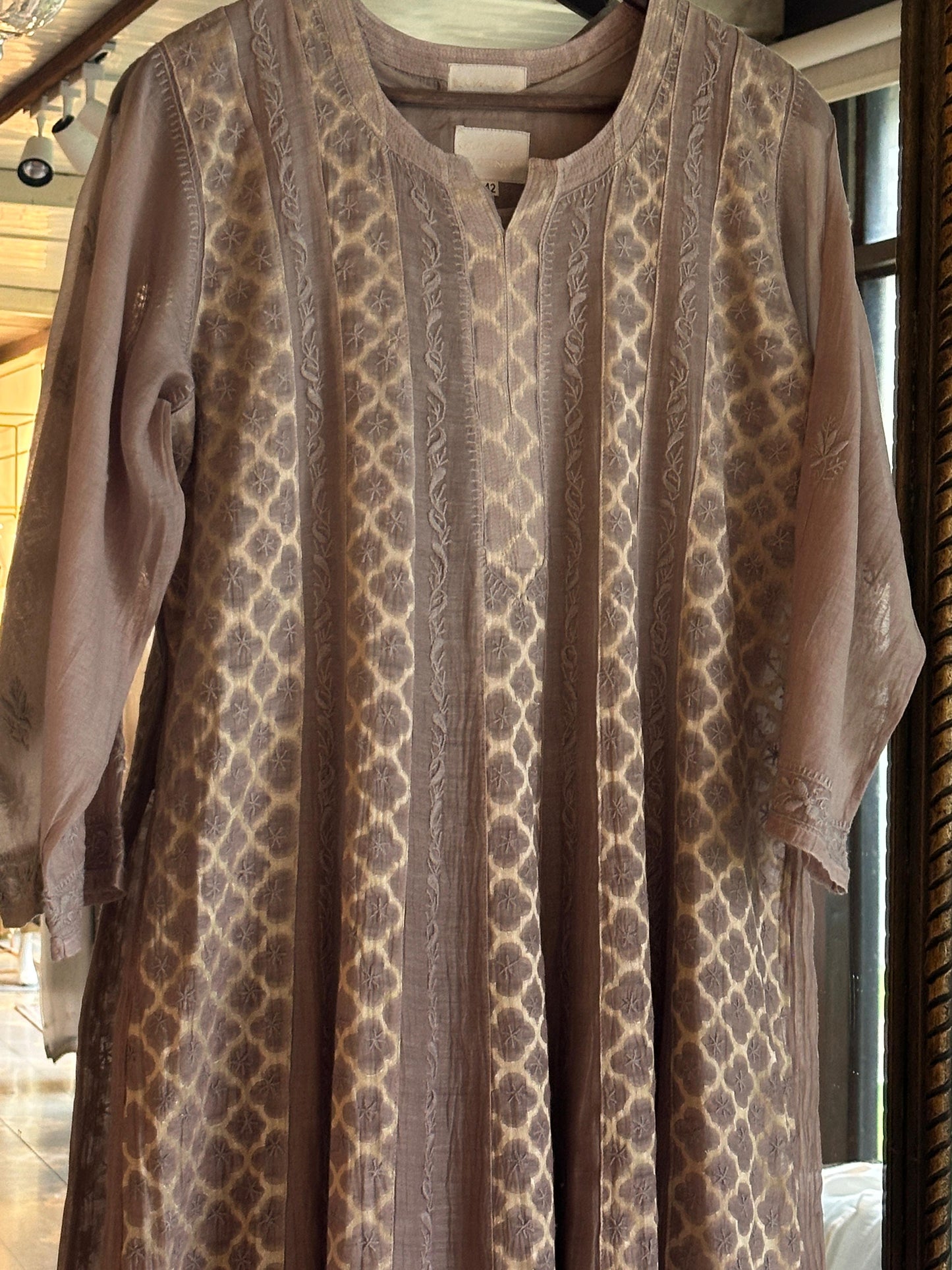 Brown Shade Zari Chanderi Chikankari Ready to Wear Tunics