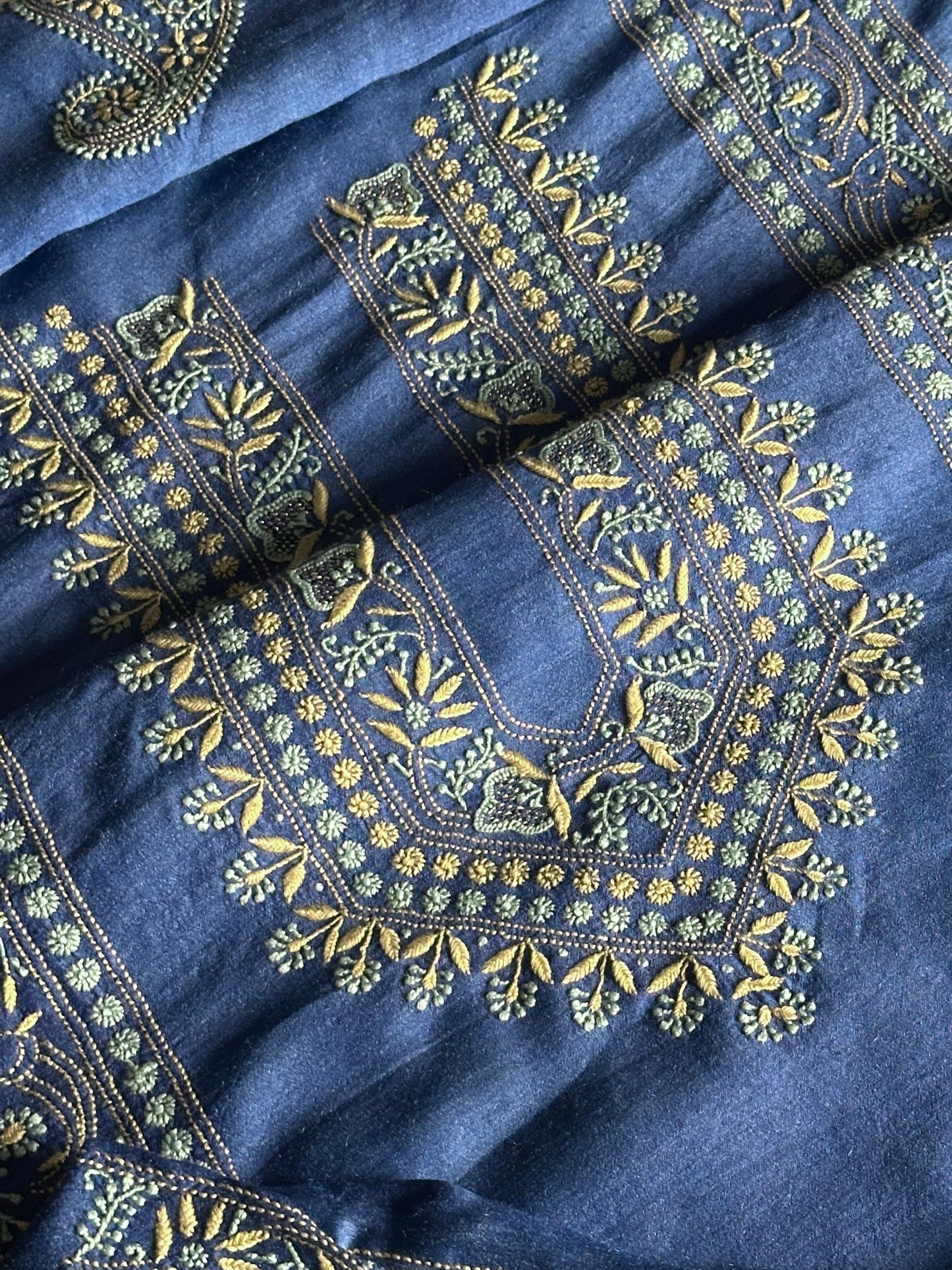 Pastel Blue Shade Moonga Silk Chikankari Men’s Kurta Fabric