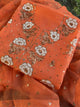 Orange Noor Organza Silk Mukaish Pearl Chikankari Unstitched Fabric