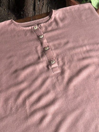 Dusty Pink Kashmiri Pashmina Phiran with Handcrafted Ari & Chikankari Embroidery