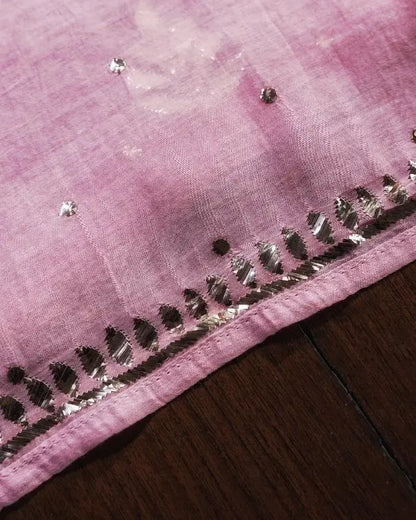 Pink Shade Chanderi Silk Mukaish Badla Unstitched Fabrics