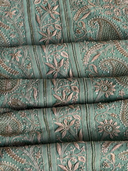 Green Superfine Pure Georgette Chikankari Kurta Set