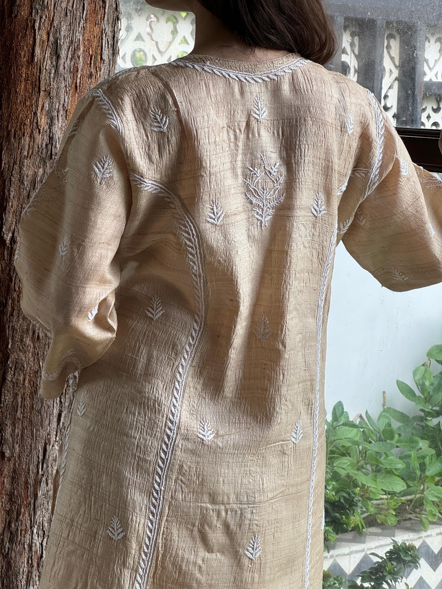 Natural Beige Chikankari Ready to Wear Kurta