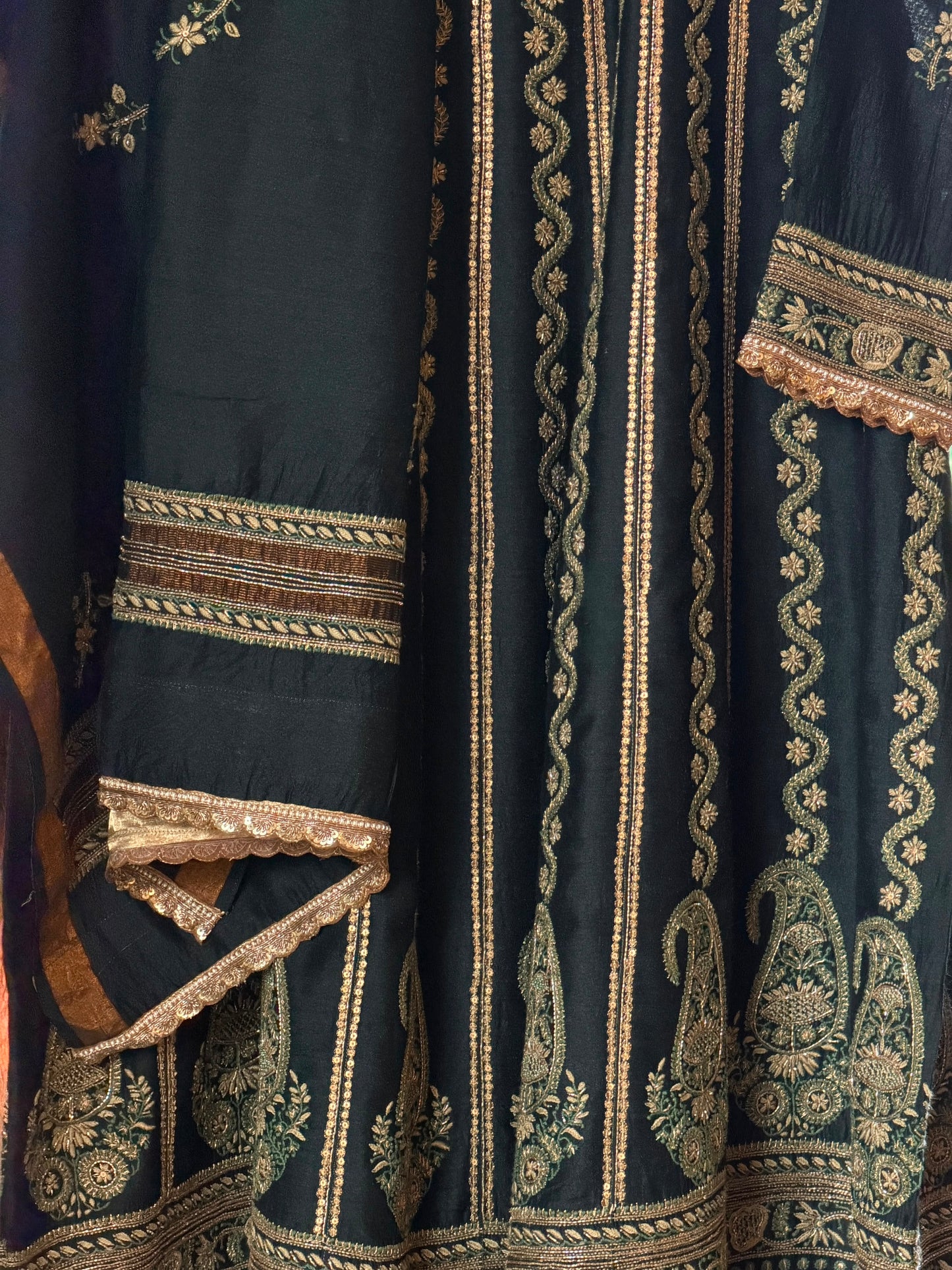 Roheen Black Moonga Silk Chikankari Anarkali With Dupatta
