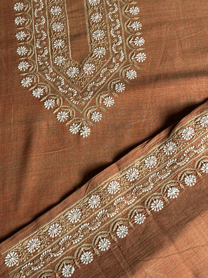 Rust Malkha Handspun Khadi Kurtas Unisex Fabric
