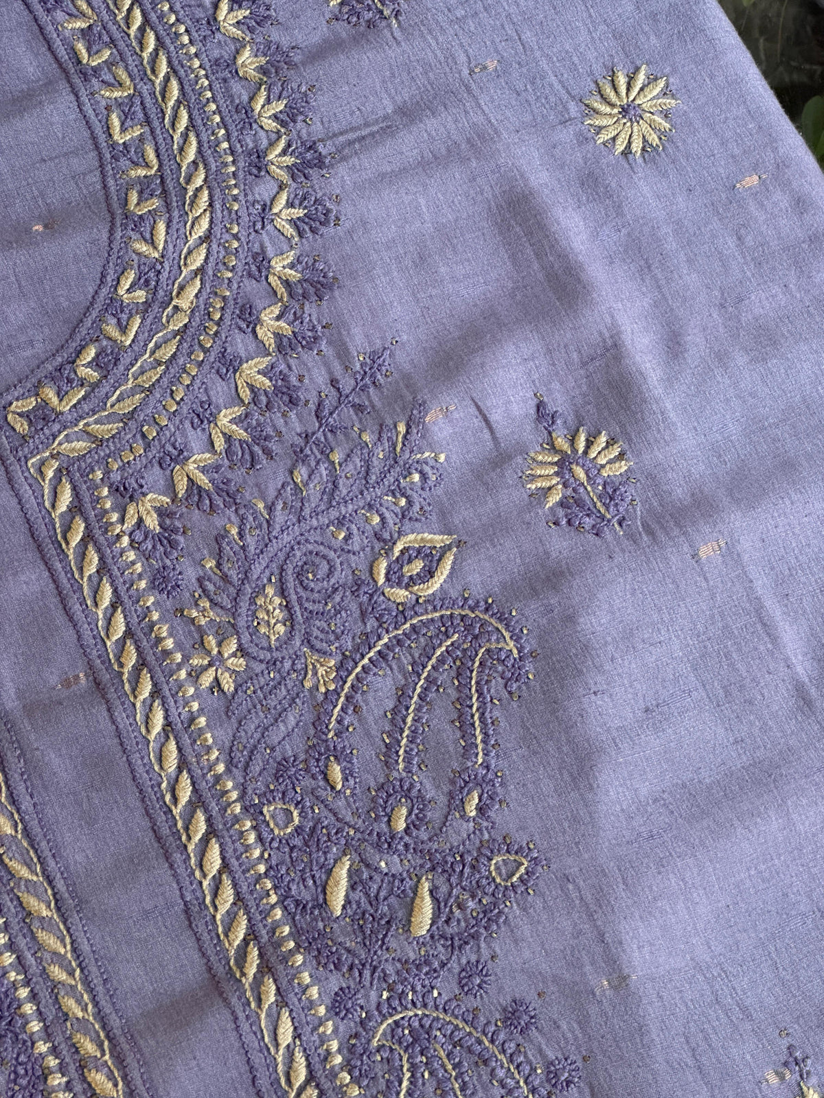 Purple Shade Jamdani X Chikankari Unstitched Fabric
