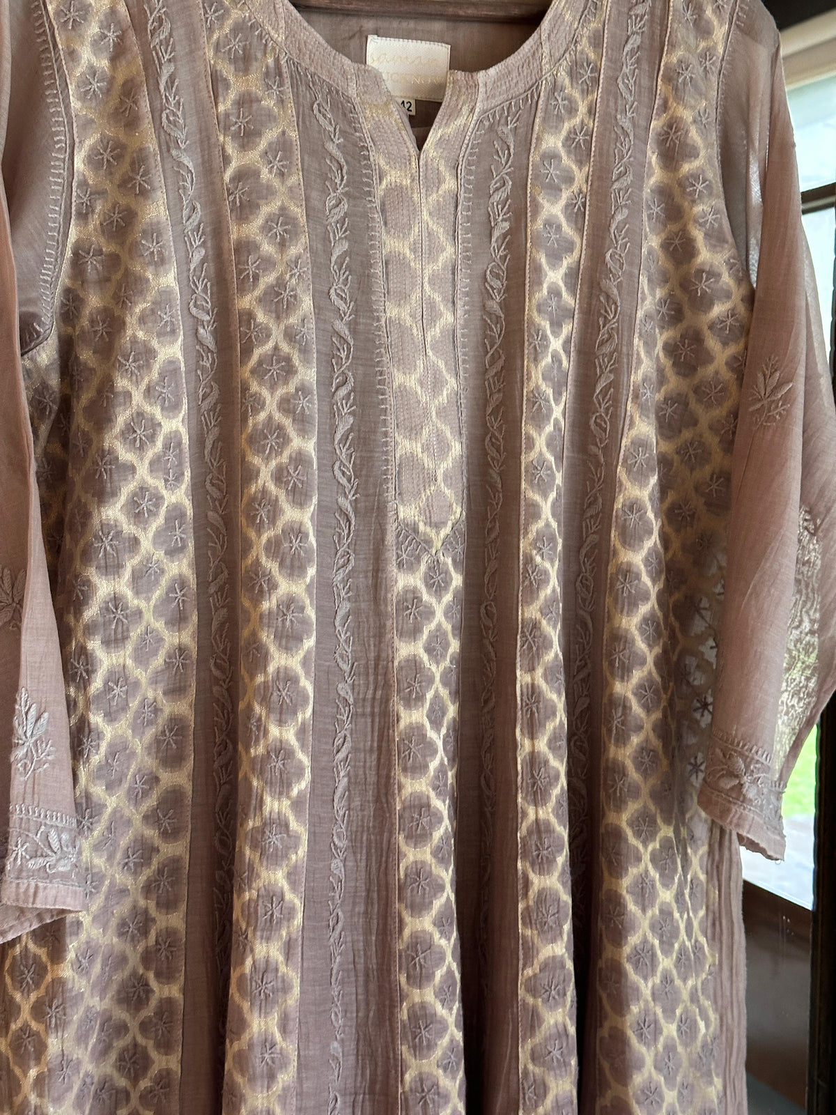 Brown Shade Zari Chanderi Chikankari Ready to Wear Tunics