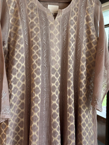 Brown Shade Zari Chanderi Chikankari Ready to Wear Tunics