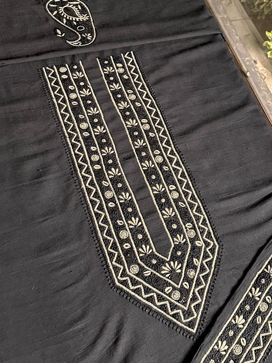 Black Malkha Handspun Khadi Kurtas Unisex Fabric