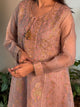 Dusty Peach Shade Noor Organza Chikankari Anarkali