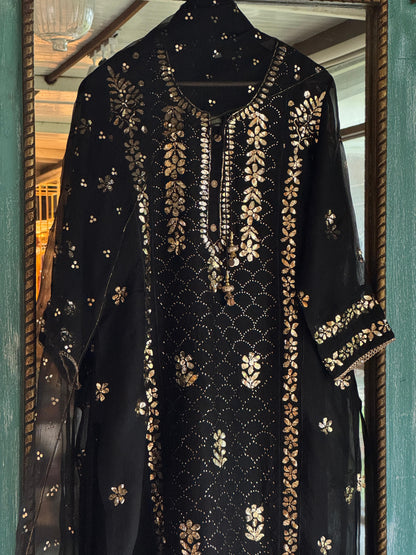 Noor Organza Mukaish Applique Kurta Set
