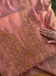 Rose Pink Shade Roheen Tissue Silk Chikankari Unstitched Fabric
