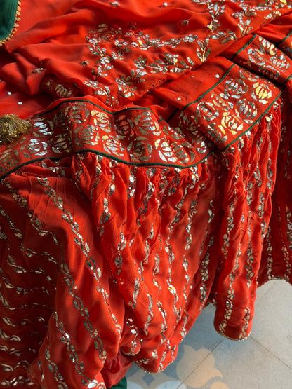 Sunset Orange RTW Mukaish Lucknowi Gharara Set