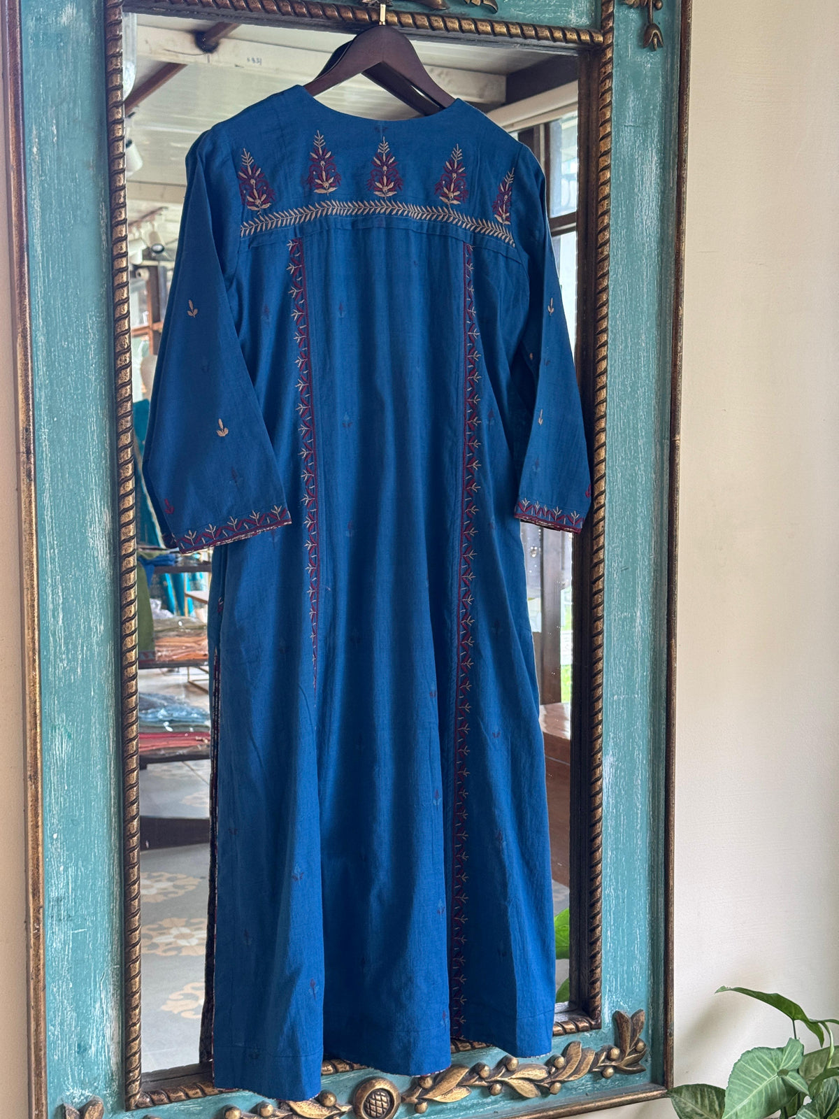 Blue Malkha Handspun Chikankari Tunic