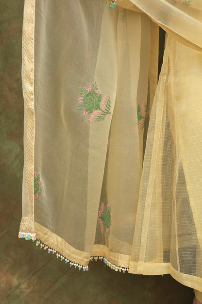 Lemon Shade Tissue Silk Dagla Kurta Set