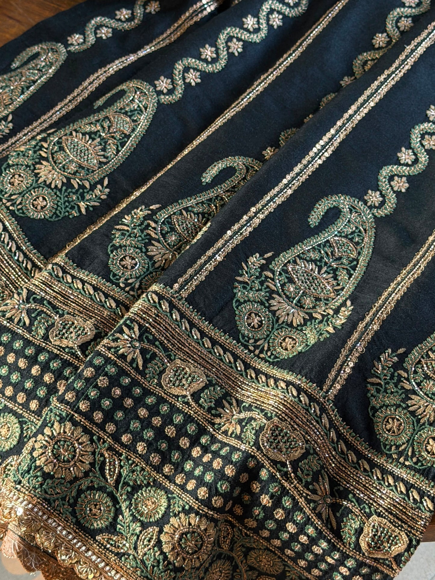 Roheen Black Moonga Silk Chikankari Anarkali With Dupatta