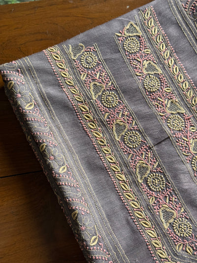 Blue Shade Moonga Silk Chikankari Men’s Kurta Fabric
