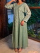 Sea Green Zari Chanderi Chikankari A Line Kurta with Slip