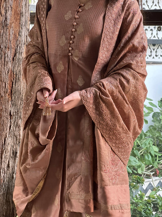 Heirloom Chikankari
Dupatta Dagla | Terracotta Pink