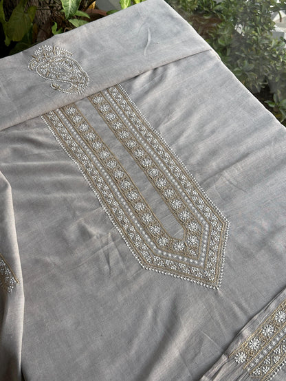 Grey Malkha Handspun Khadi Kurtas Unisex Fabric