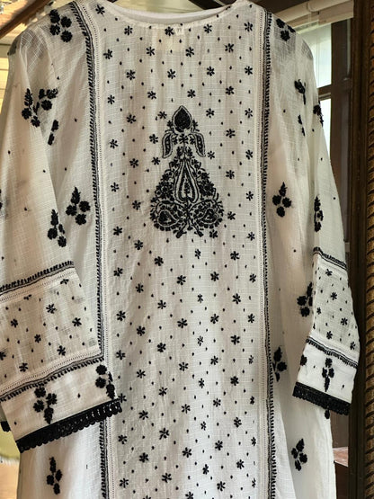 Kota Monochrome Sequins Work Chikankari Kurta Dupatta Set