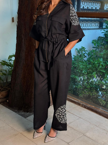 Linen Chikankari Safari Co-Ord Set