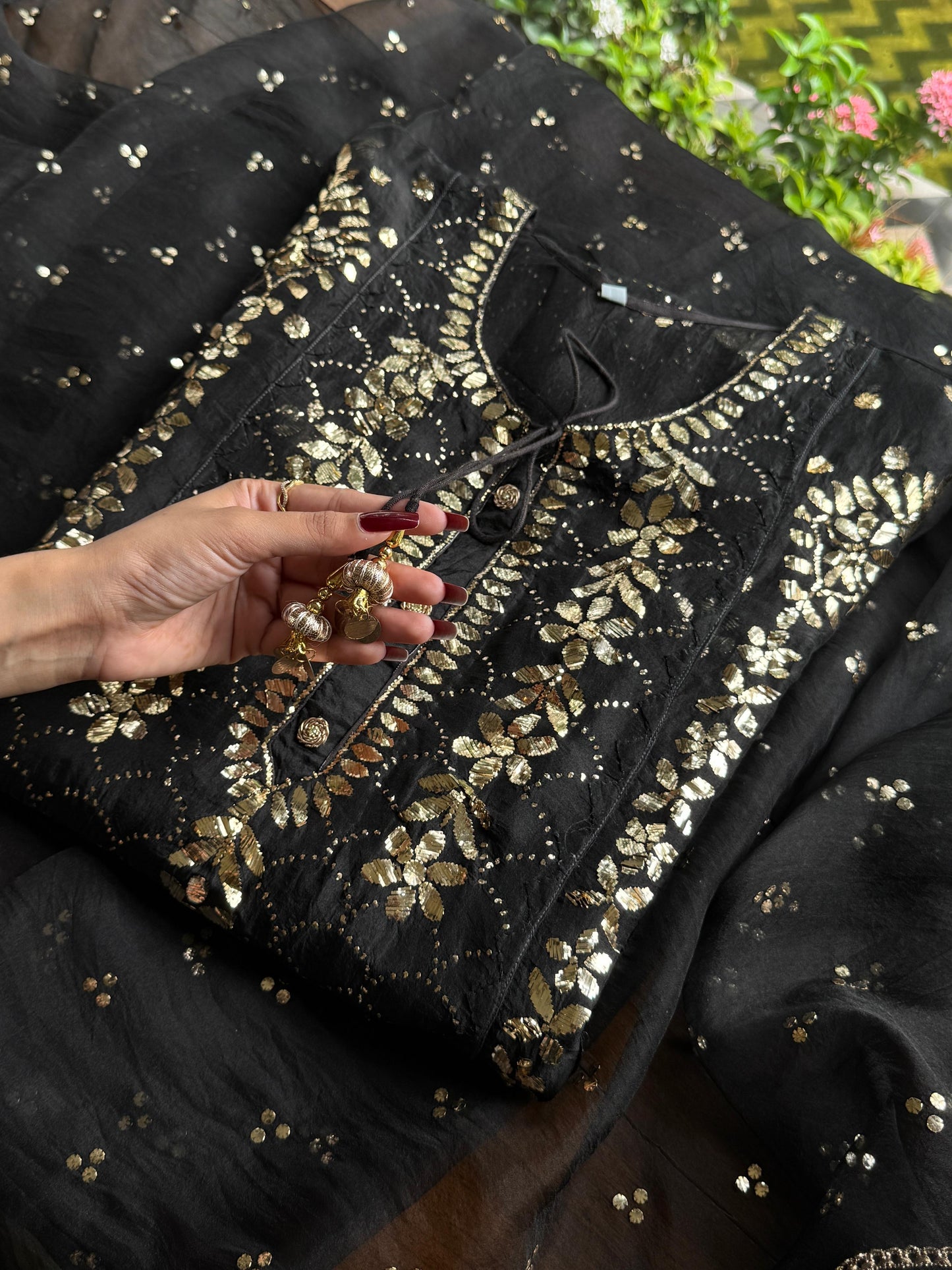 Noor Organza Mukaish Applique Kurta Set
