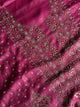 Plum Shade Roheen Tussar Silk Chikankari Fabric