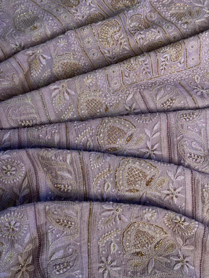 Lavender Shade Rasm Maheshwari Highlights Fabric