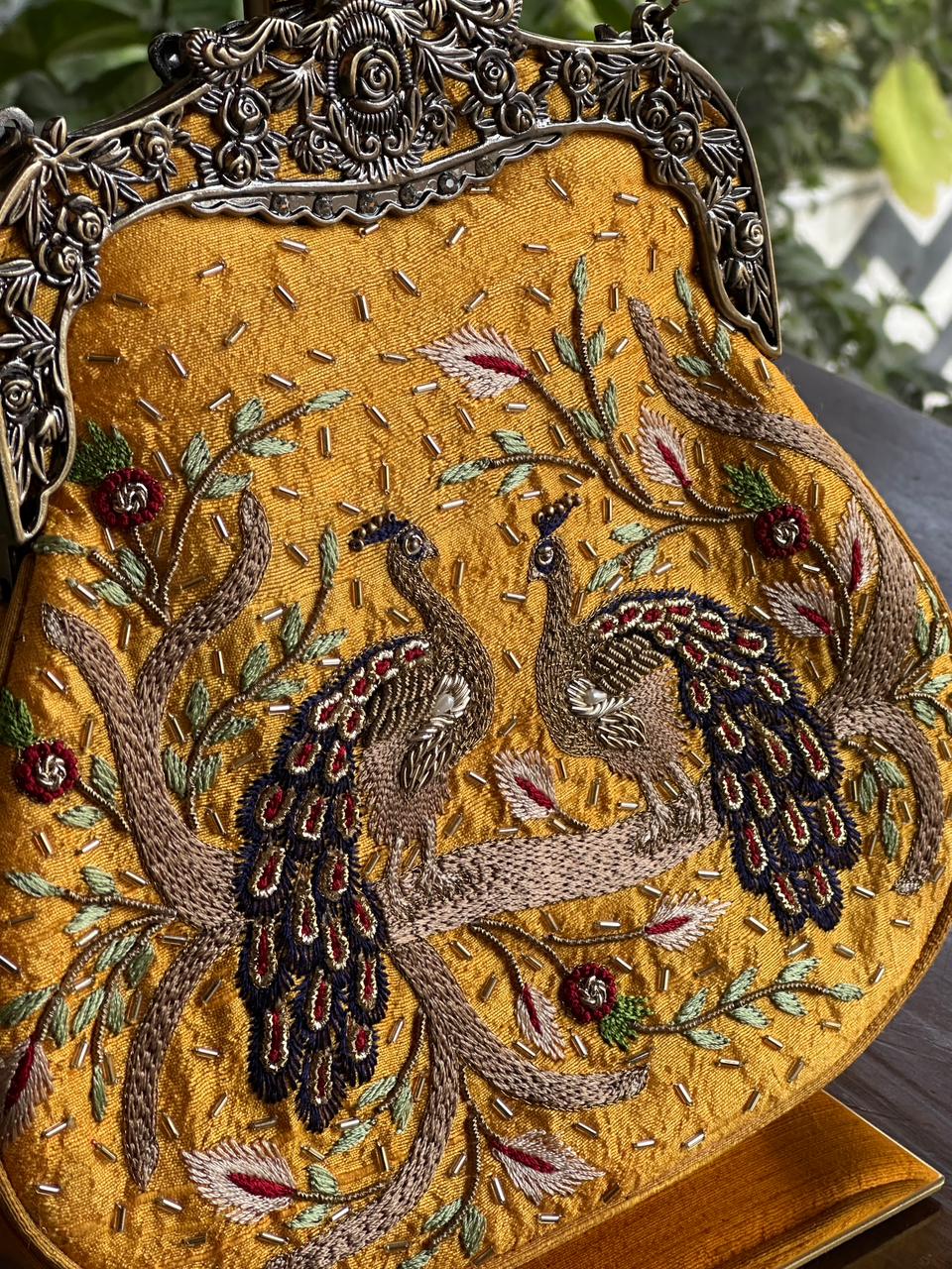 Mango Yellow | Vintage Ari Mukaish Sling Bags