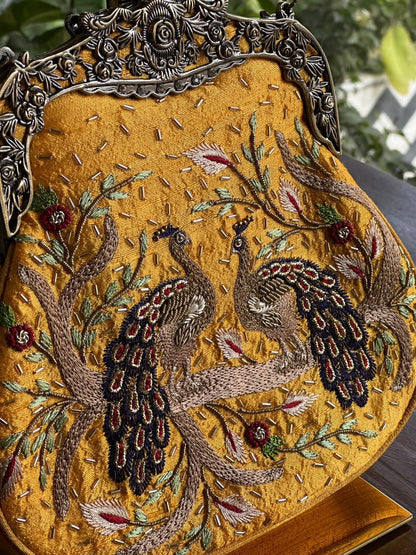 Mango Yellow | Vintage Ari Mukaish Sling Bags