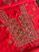 Red Shade Mal Cotton Chikankari Unstitched Kurta Dupatta Fabric With Mukaish Badla