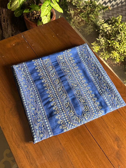 Pastel Blue Shade Moonga Silk Chikankari Men’s Kurta Fabric