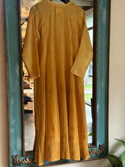 Yellow Shade Zari Chanderi Chikankari Ready to Wear Tunics