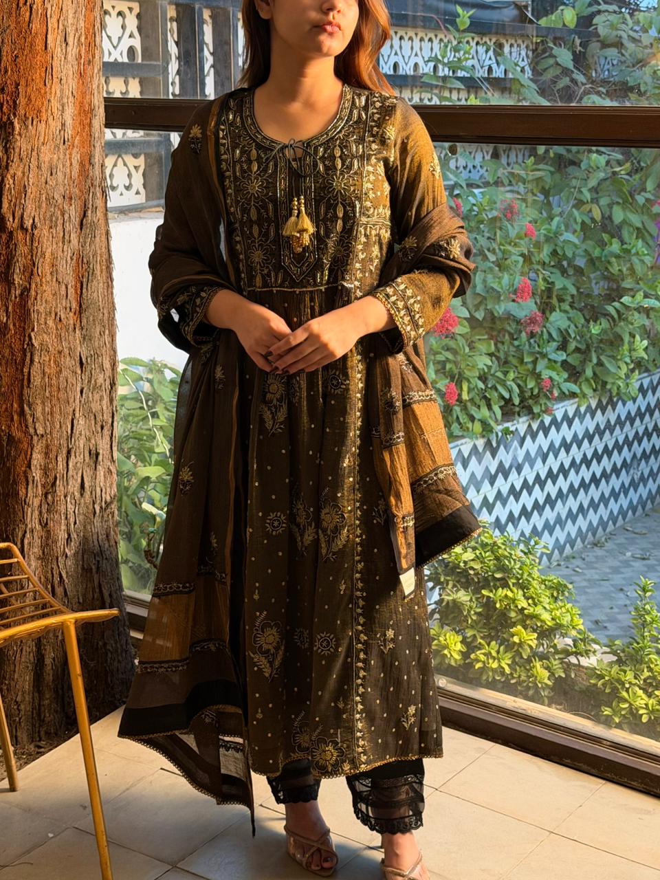 Tissue Silk Bhopali Kurta Dupatta Set